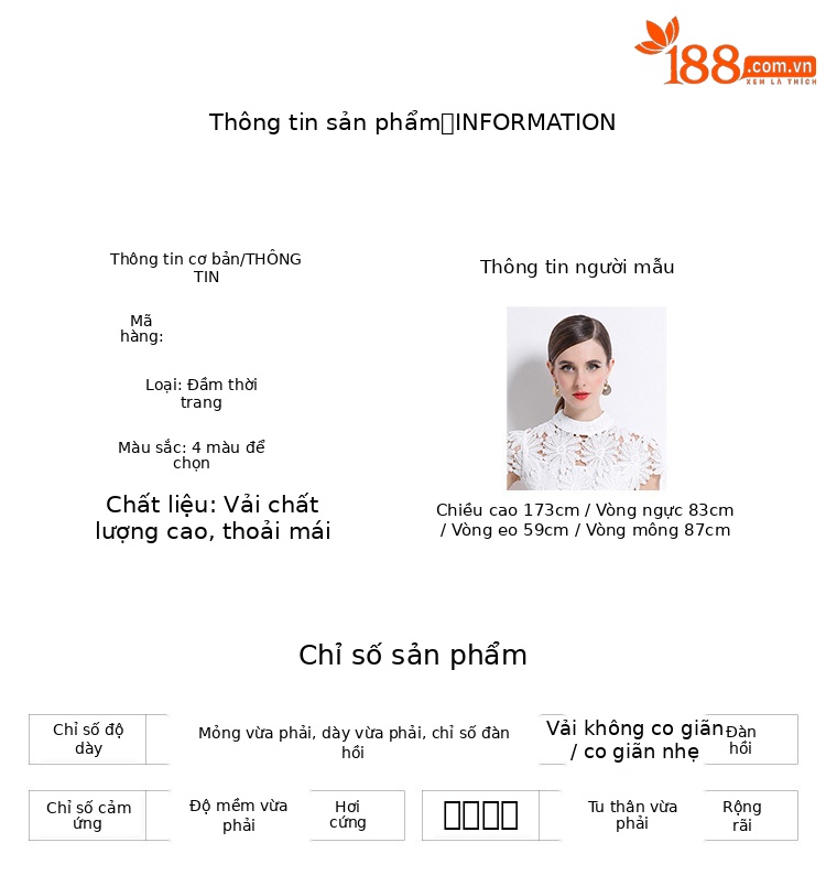 Váy liền cổ tròn ren hòa tan nước cao cấp, dáng ôm đuôi cá, chít eo thon gọn — Màu xanh lam, Màu hồng, Màu trắng, Màu vàng chi tiết 10