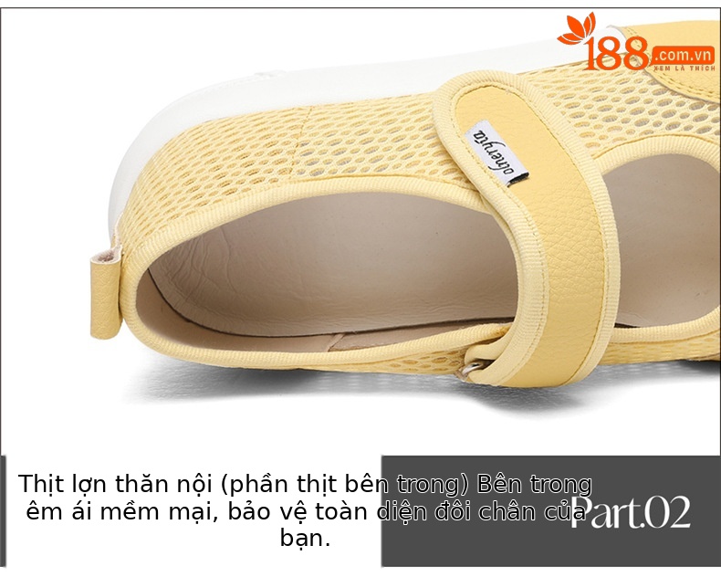 Giày Mary Jane nữ đế dày lưới thoáng khí Velcro mới mùa hè 2025 — JST 7173 màu camel cao gót 2, JST 7238 Cao gót màu be 3,8, JST 1988 cao gót đen 3.5, Cao gót trà sữa JST 1988 3.5 chi tiết 3