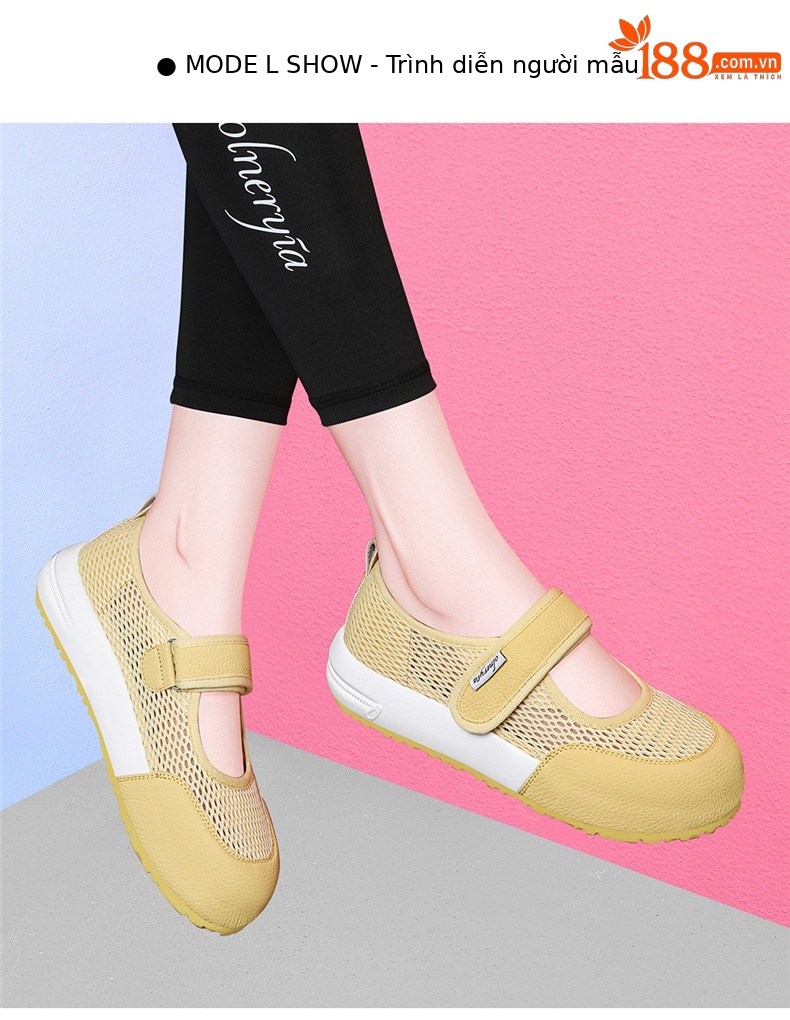 Giày Mary Jane nữ đế dày lưới thoáng khí Velcro mới mùa hè 2025 — JST 7173 màu camel cao gót 2, JST 7238 Cao gót màu be 3,8, JST 1988 cao gót đen 3.5, Cao gót trà sữa JST 1988 3.5 chi tiết 8