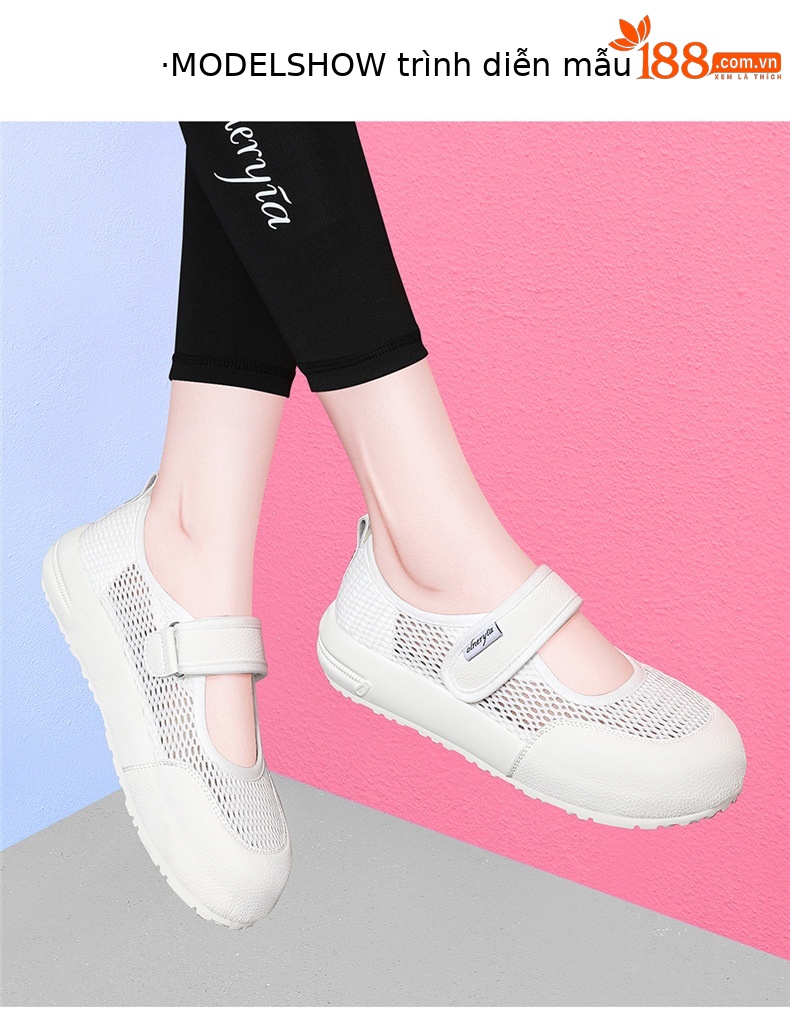 Giày Mary Jane nữ đế dày lưới thoáng khí Velcro mới mùa hè 2025 — JST 7173 màu camel cao gót 2, JST 7238 Cao gót màu be 3,8, JST 1988 cao gót đen 3.5, Cao gót trà sữa JST 1988 3.5 chi tiết 14