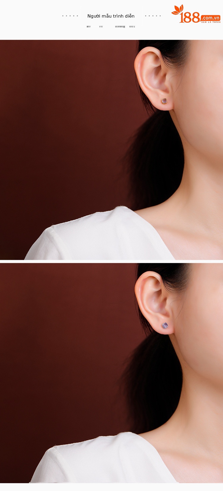 Bông tai bạc S925 mạ vàng đính đá thạch anh tím mặt cắt vuông — Kiểu citrine màu vàng chi tiết 8