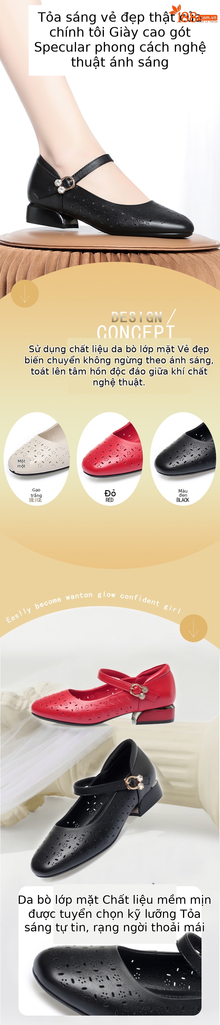 Dép sandal nữ quai chữ V đế bằng da thật, gót thấp, thoáng khí, chống trượt — đen chi tiết 1