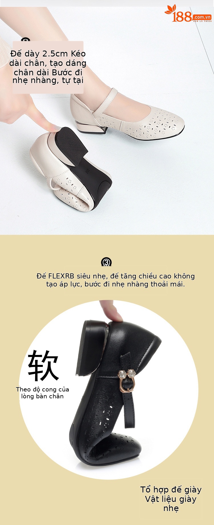 Dép sandal nữ quai chữ V đế bằng da thật, gót thấp, thoáng khí, chống trượt — đen chi tiết 2