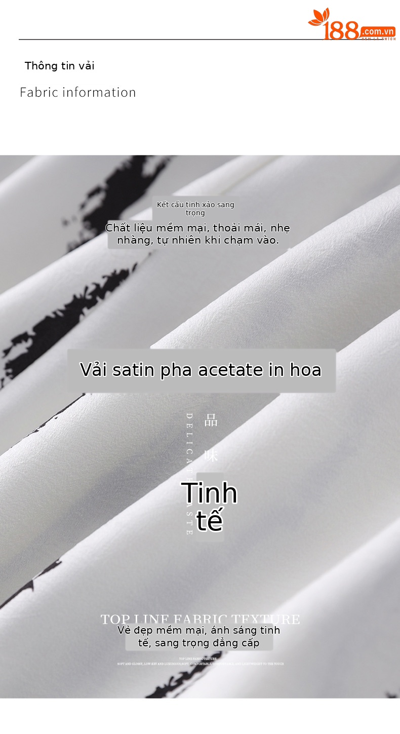 Bộ áo tay ngắn thắt eo in hoa + quần dài phong cách tiền cũ giản dị — Kẻ sọc đen trắng chi tiết 3