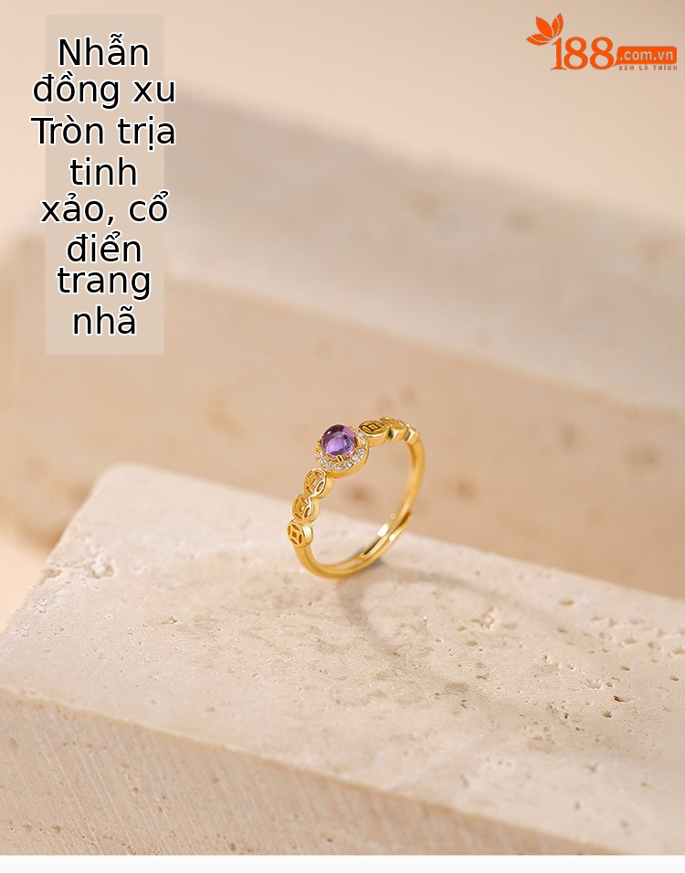 Vòng cổ bạc S925 mạ vàng đá thạch anh tím hạt tròn mặt đồng xu — Mẫu bạc chi tiết 1