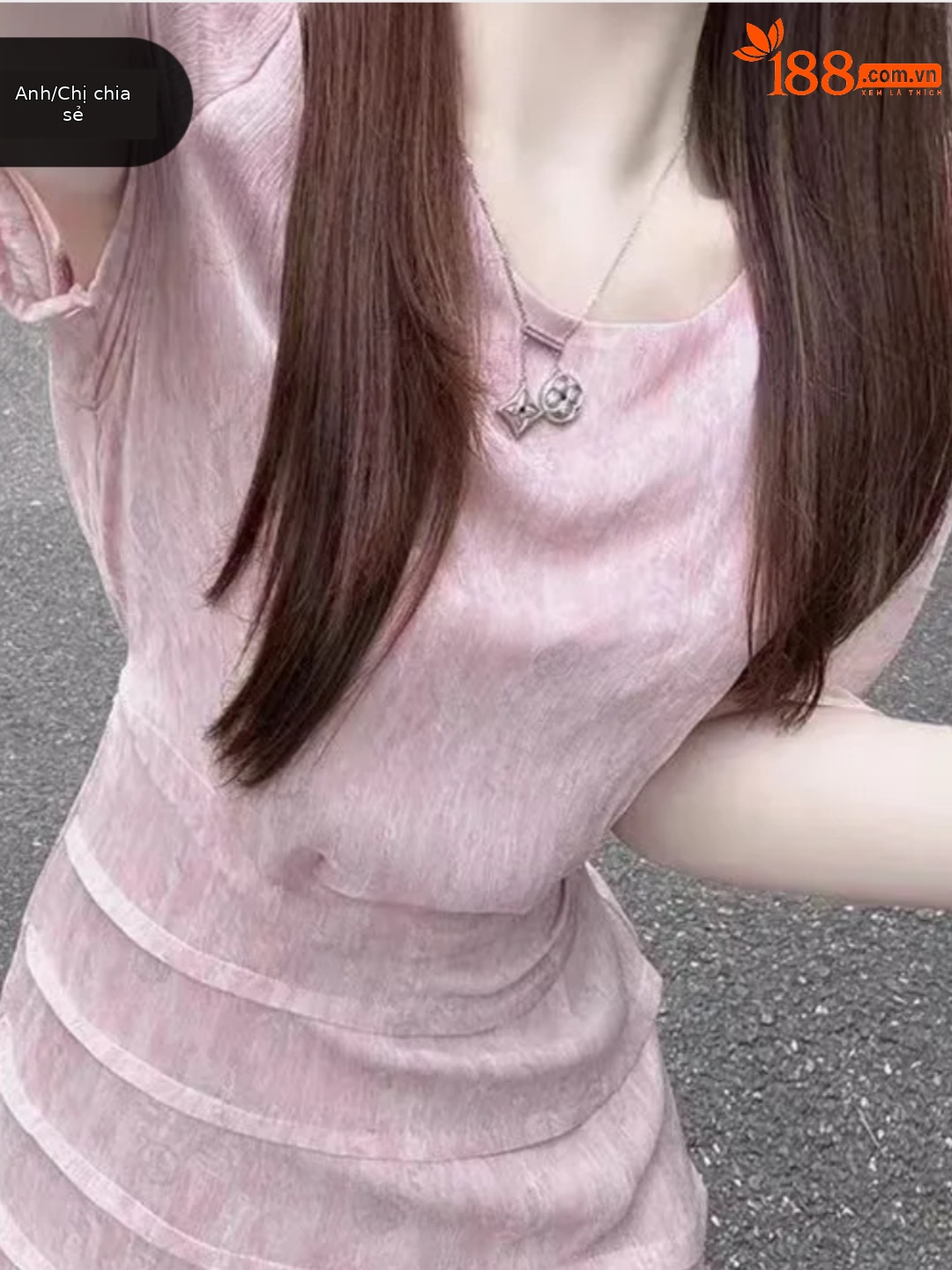 Đầm ôm body nữ phong cách Pháp dáng dài tay ngắn — màu hồng