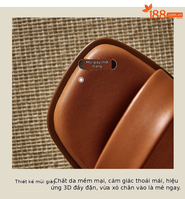 Sandal quai ngang cổ điển kiểu Pháp gót thô 5 cm cho nữ đi làm — Màu nâu, Màu đen, Màu trắng chi tiết 4