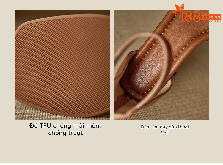 Sandal quai ngang cổ điển kiểu Pháp gót thô 5 cm cho nữ đi làm — Màu nâu, Màu đen, Màu trắng chi tiết 6