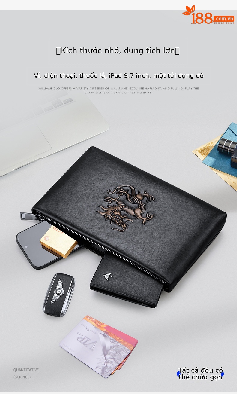 Túi phong bì nam da thật Emperor Paul – clutch cầm tay cao cấp phong cách thời trang chi tiết 4
