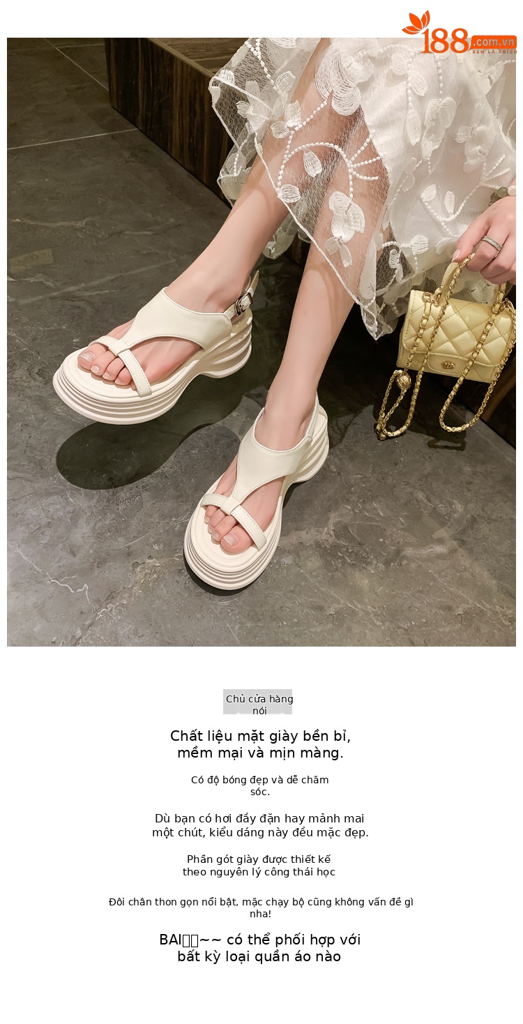Sandal cao gót nữ hở mũi phong cách biker, đế dày 8cm, kiểu ống bọc La Mã — đen, Màu trắng nhạt chi tiết 2