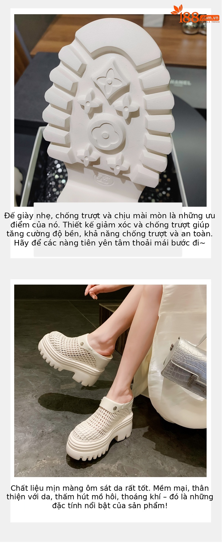 Dép lê đế xuồng cao gót siêu cao 15 cm, xăng đan bít mũi rỗng thoáng khí mùa hè, tăng chiều cao bên trong — Màu trắng be 15cm, Màu bạc 10cm, Màu trắng be 10cm, Màu bạc 12cm chi tiết 6