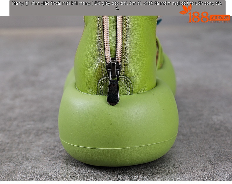 Sandal La Mã nữ đế dày da thật hở ngón — Màu trắng be chi tiết 8