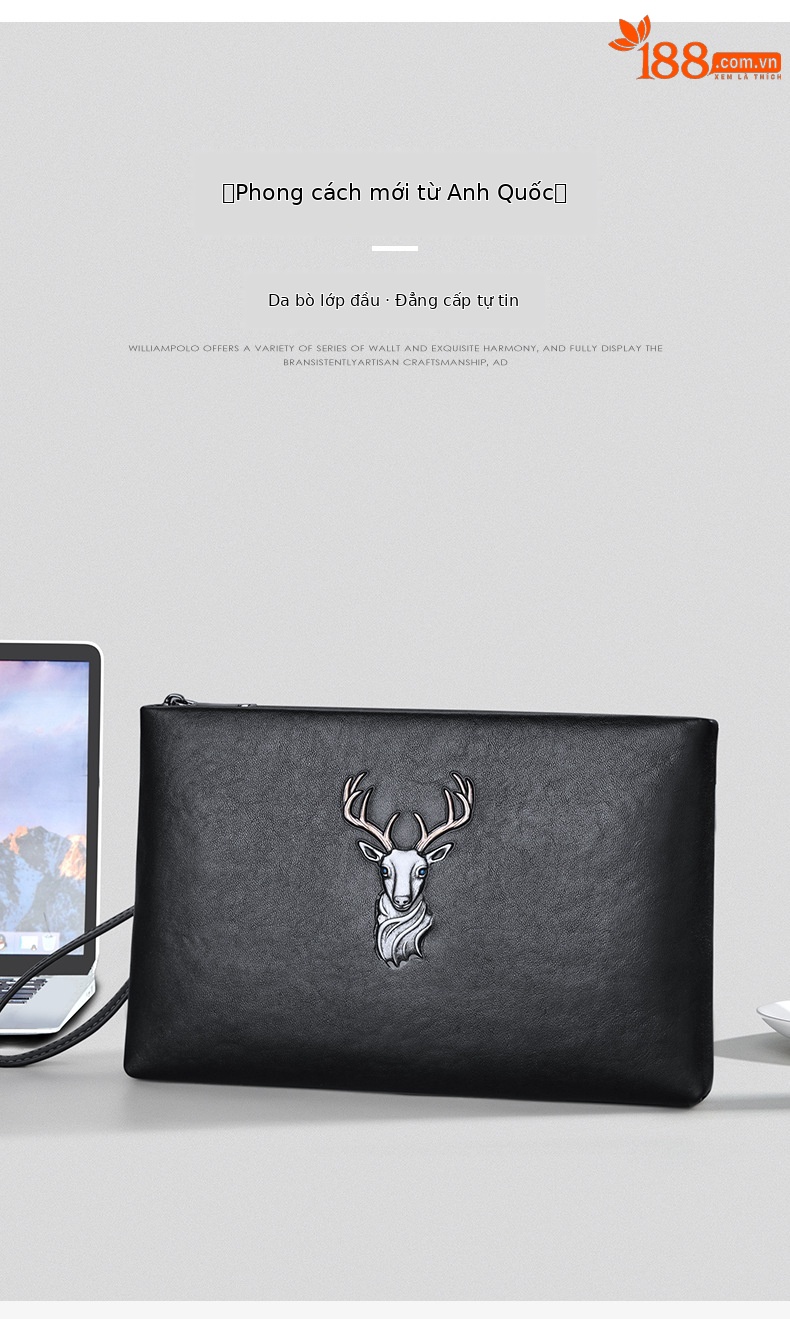 Túi clutch nam da thật Emperor Paul dung tích lớn phong cách thời trang, phong bì công sở chi tiết 2