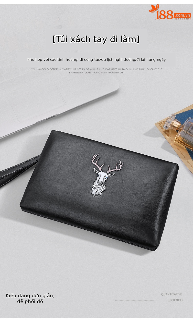 Túi clutch nam da thật Emperor Paul dung tích lớn phong cách thời trang, phong bì công sở chi tiết 6