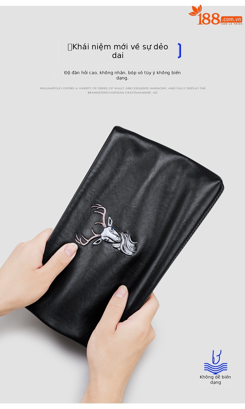 Túi clutch nam da thật Emperor Paul dung tích lớn phong cách thời trang, phong bì công sở chi tiết 7