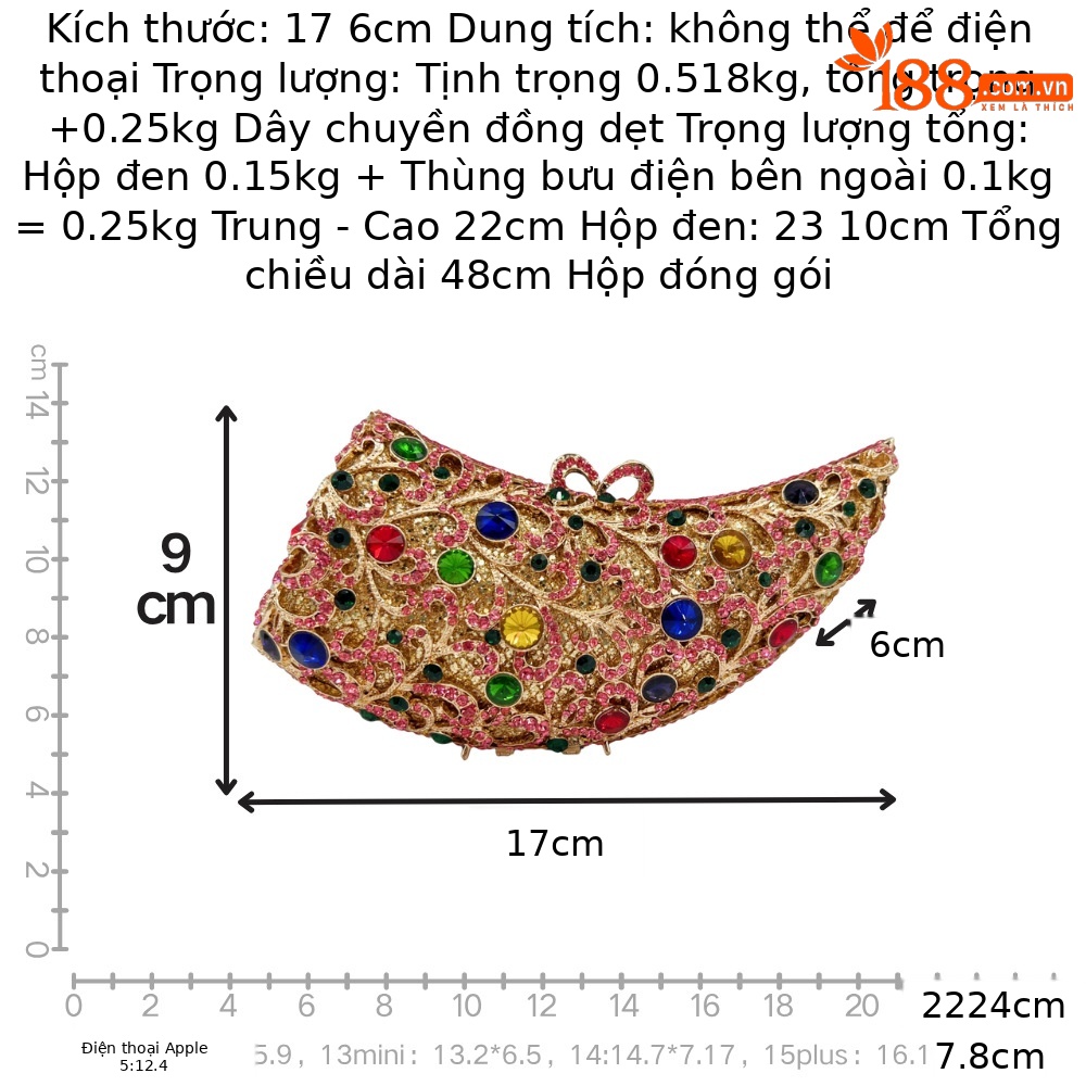 Túi clutch nữ cầm tay dự tiệc đính đá kim cương phong cách châu Âu — Màu vàng nhạt, Màu hồng vàng kim, Đế vàng kim cương, Màu bạc chi tiết 1
