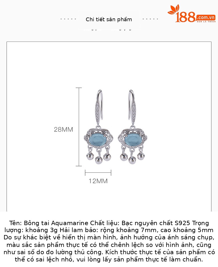 Bông tai bạc S925 hình Ruyi khóa rỗng tua rua — Một cặp chi tiết 2