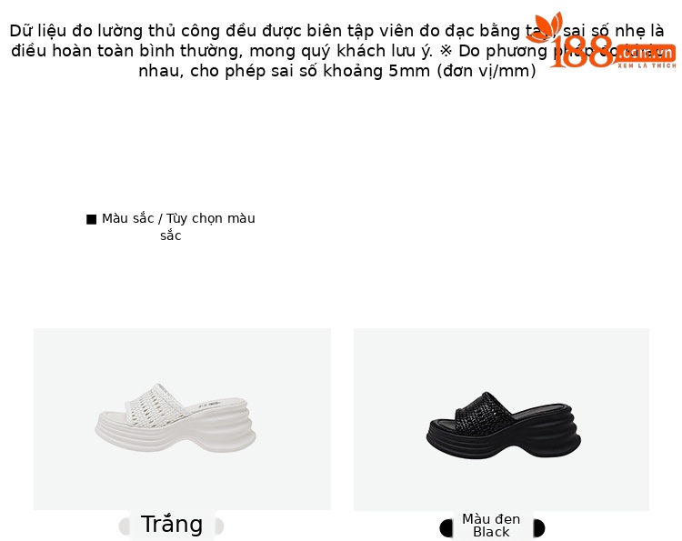 Dép sandal nữ đan mùa hè đế dày bánh mì hở ngón chân quai ngang tăng chiều cao — Màu đen, Màu trắng be chi tiết 4