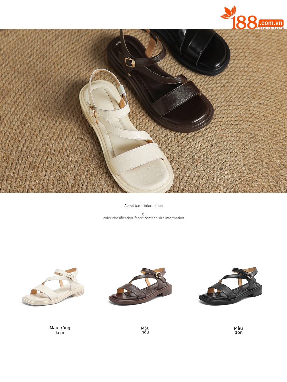 Sandal nữ quai ngang mũi hở đế bệt gót dày kiểu La Mã — nâu chi tiết 6