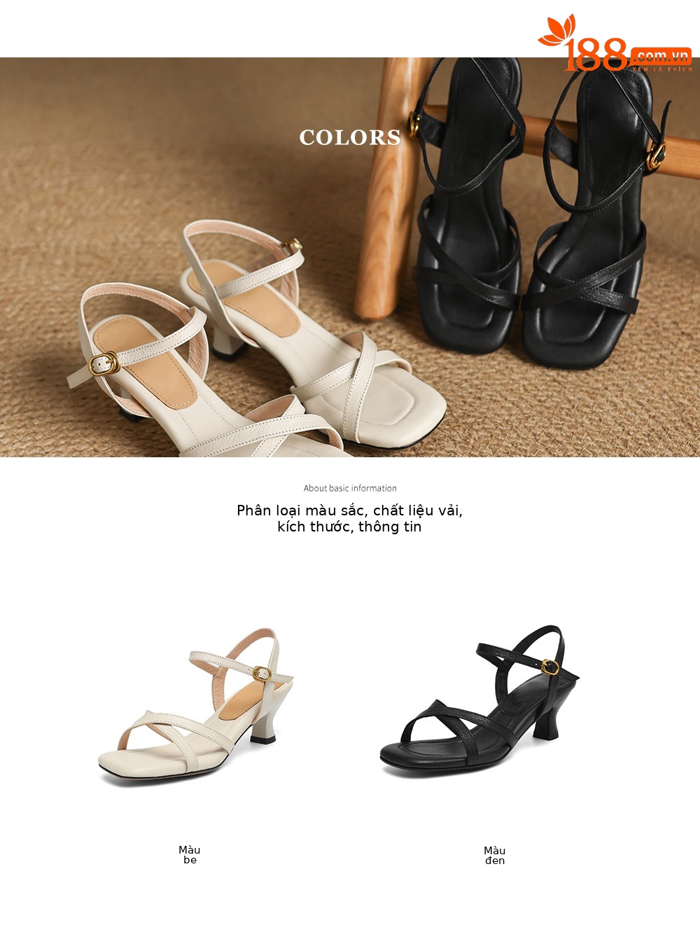 Sandal nữ quai ngang mũi hở gót 5.5 cm phong cách Hàn Quốc — đen chi tiết 6