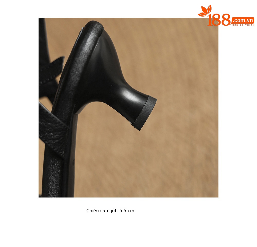 Sandal nữ quai ngang mũi hở gót 5.5 cm phong cách Hàn Quốc — đen chi tiết 20