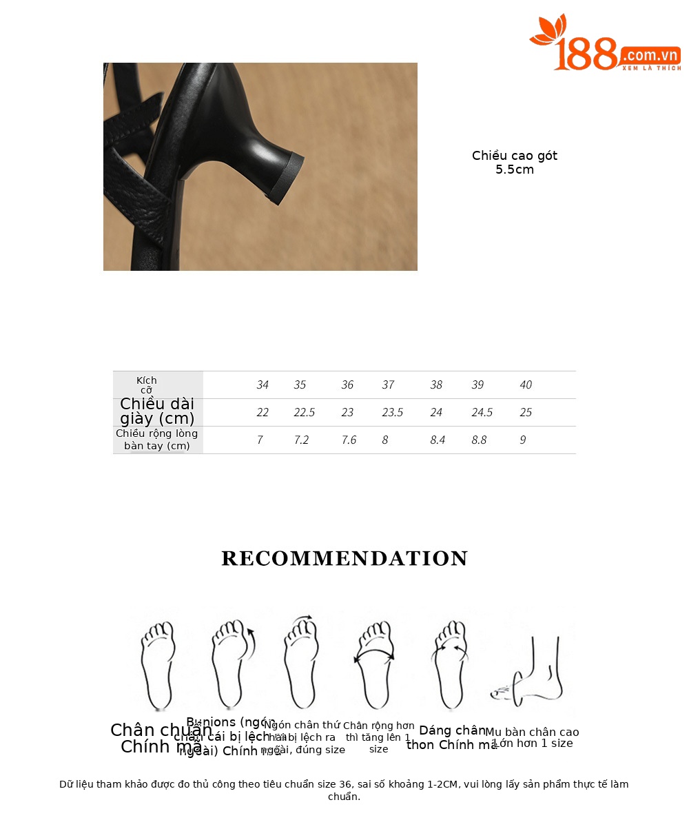 Sandal nữ quai ngang mũi hở gót 5.5 cm phong cách Hàn Quốc — đen chi tiết 5