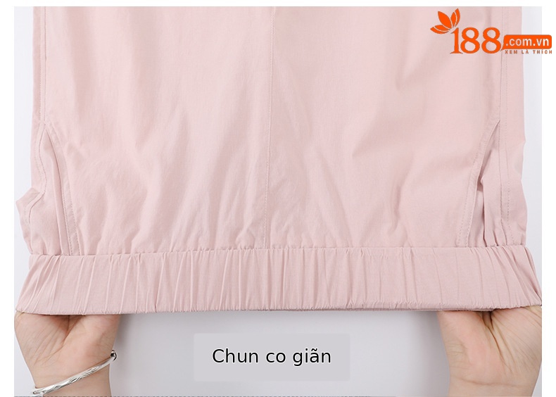 Quần tây nữ ống đứng lưng thun co giãn chống nắng nhanh khô mỏng nhẹ — Màu trắng trà chi tiết 16