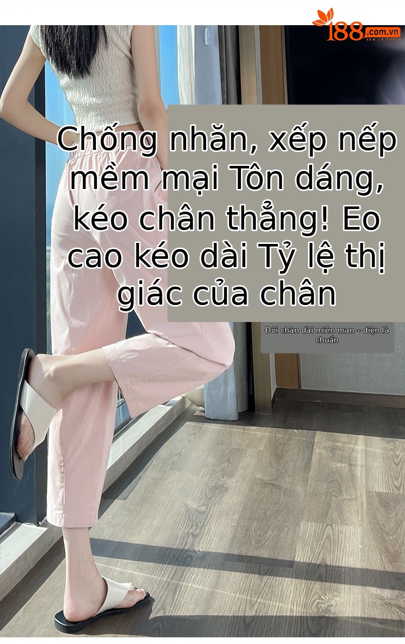 Quần tây nữ ống đứng lưng thun co giãn chống nắng nhanh khô mỏng nhẹ — Màu trắng trà chi tiết 12