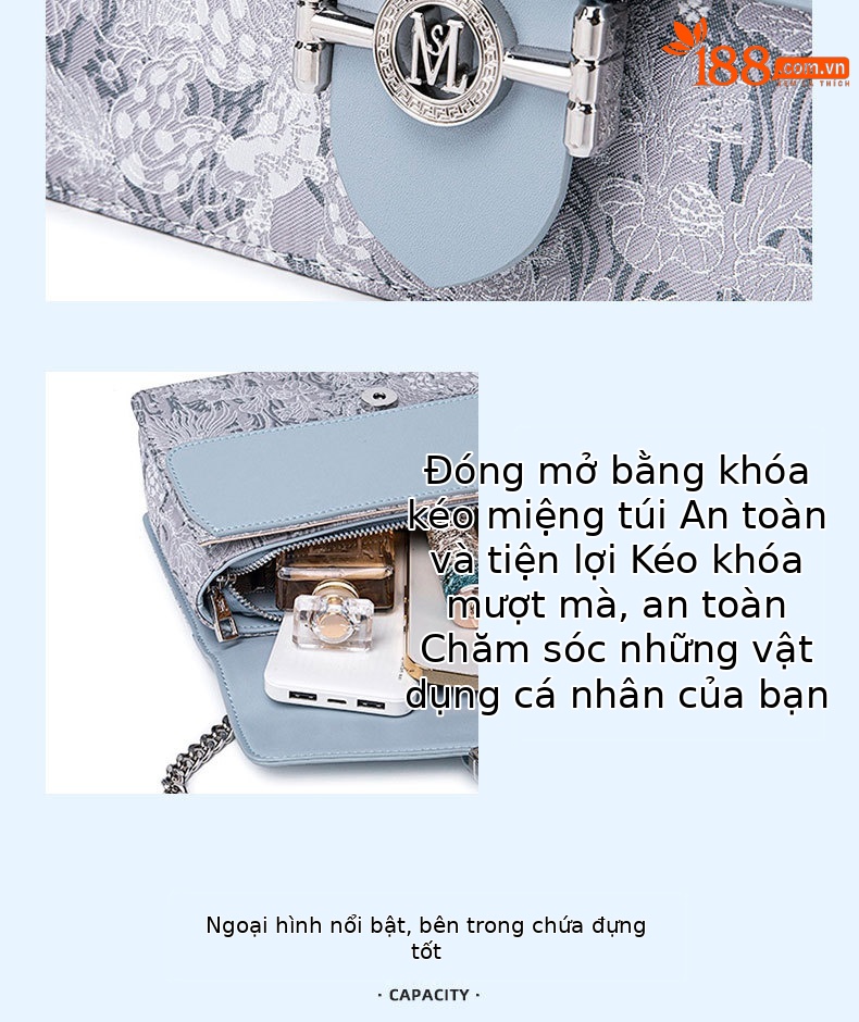 Túi đeo chéo nữ thêu họa tiết độc đáo, phong cách đơn giản thời trang, nhẹ nhàng đi làm chi tiết 7
