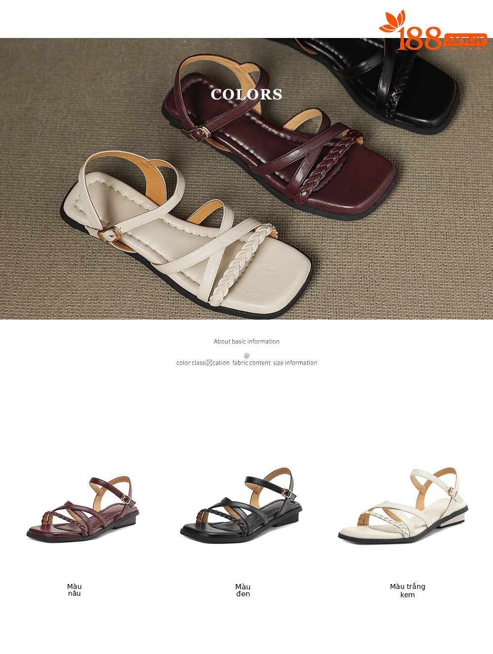Dép sandal La Mã nữ đế bệt phong cách Pháp retro cổ tích — nâu chi tiết 5