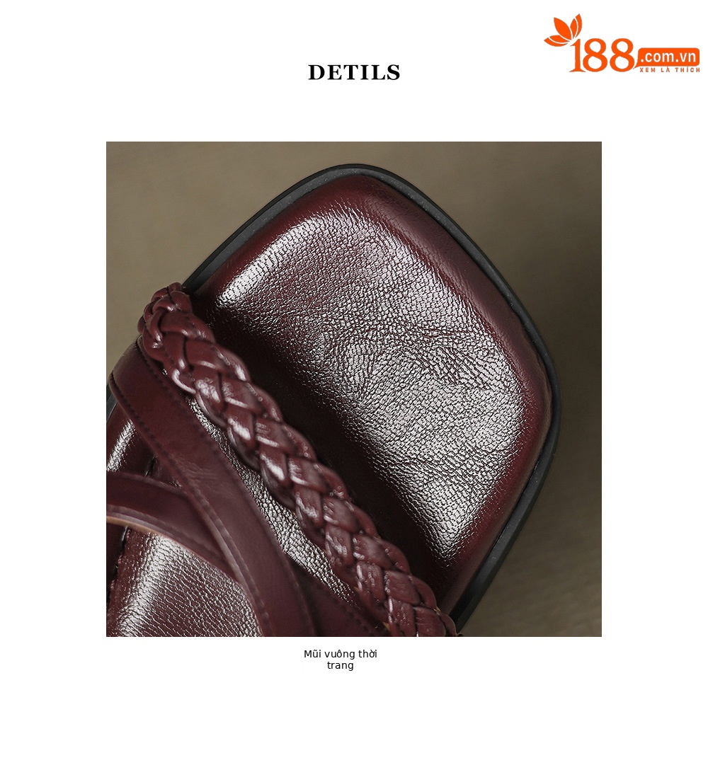 Dép sandal La Mã nữ đế bệt phong cách Pháp retro cổ tích — nâu chi tiết 23