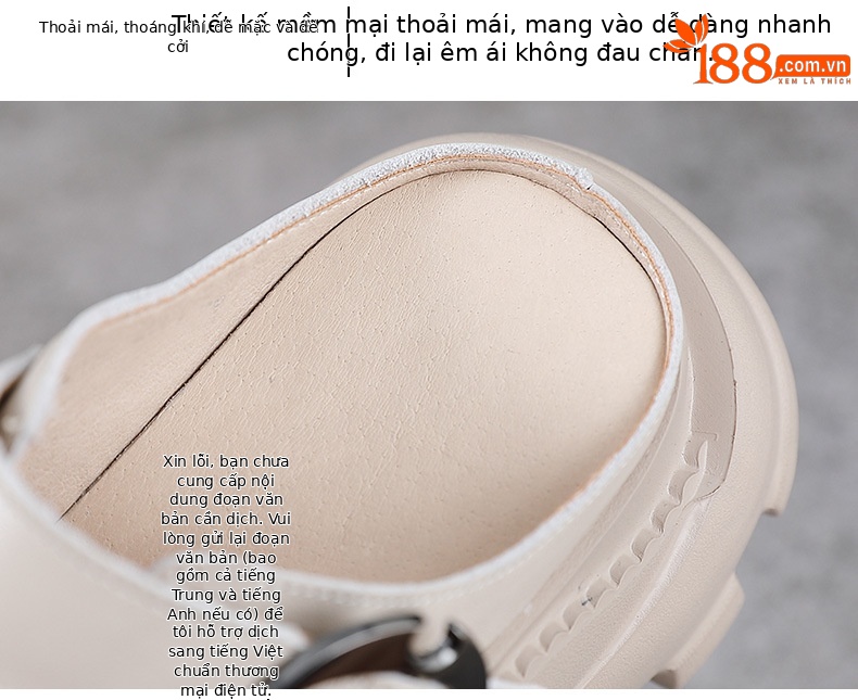 Dép lê quai ngang bít mũi khoét rỗng da bò thật, đế dày độn nhẹ — Màu đen chi tiết 6
