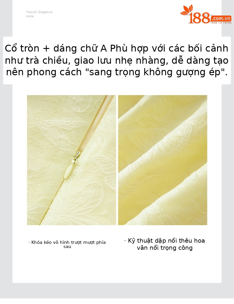 Váy maxi nữ thắt eo họa tiết bướm dập nổi jacquard — Màu hồng chi tiết 5