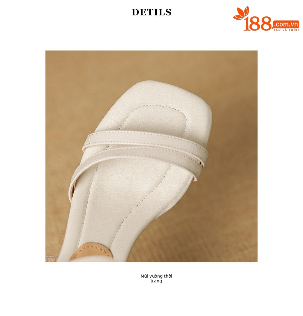 Sandal nữ quai ngang mũi hở gót cao 5.5 cm kiểu Hàn Quốc — đen chi tiết 18
