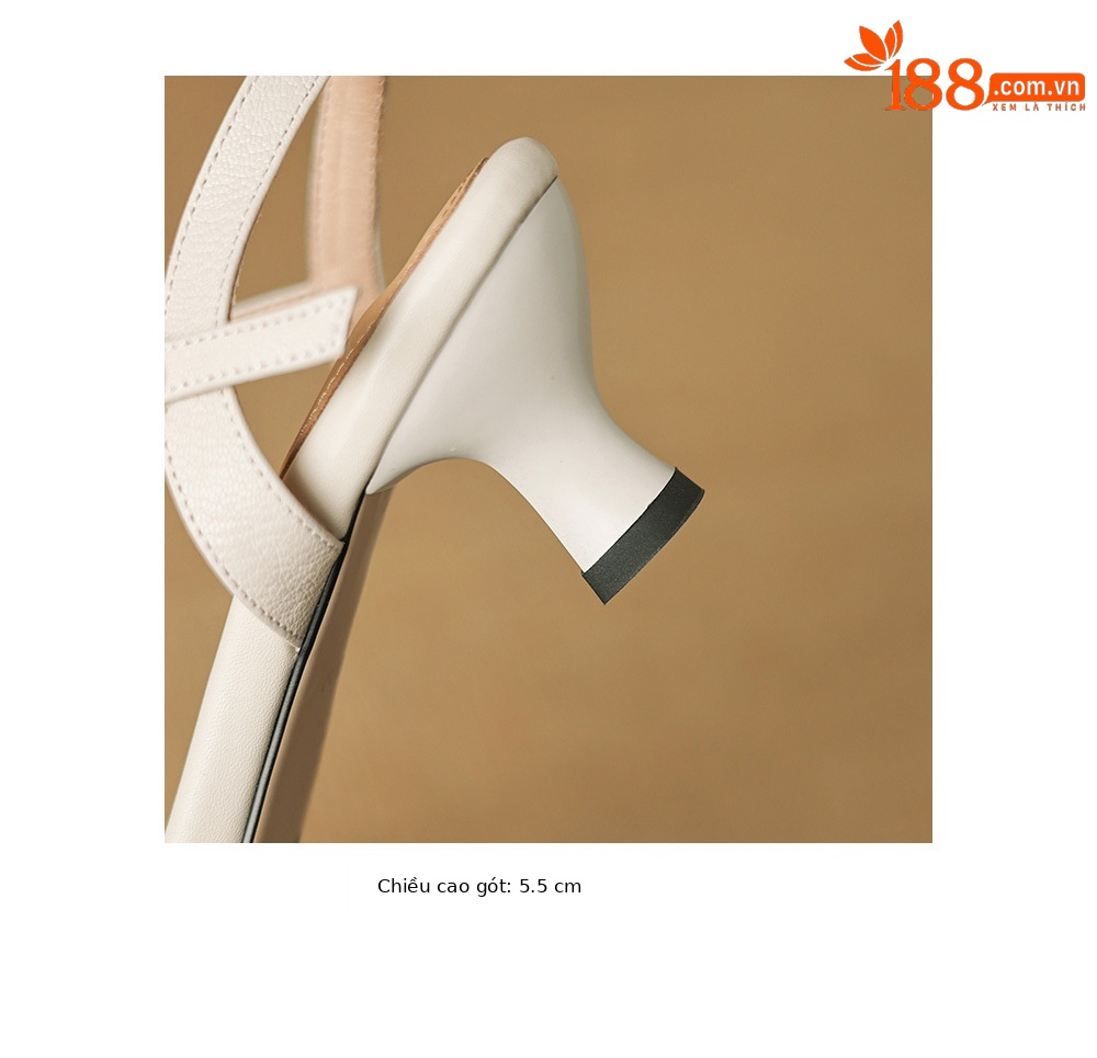 Sandal nữ quai ngang mũi hở gót cao 5.5 cm kiểu Hàn Quốc — đen chi tiết 20