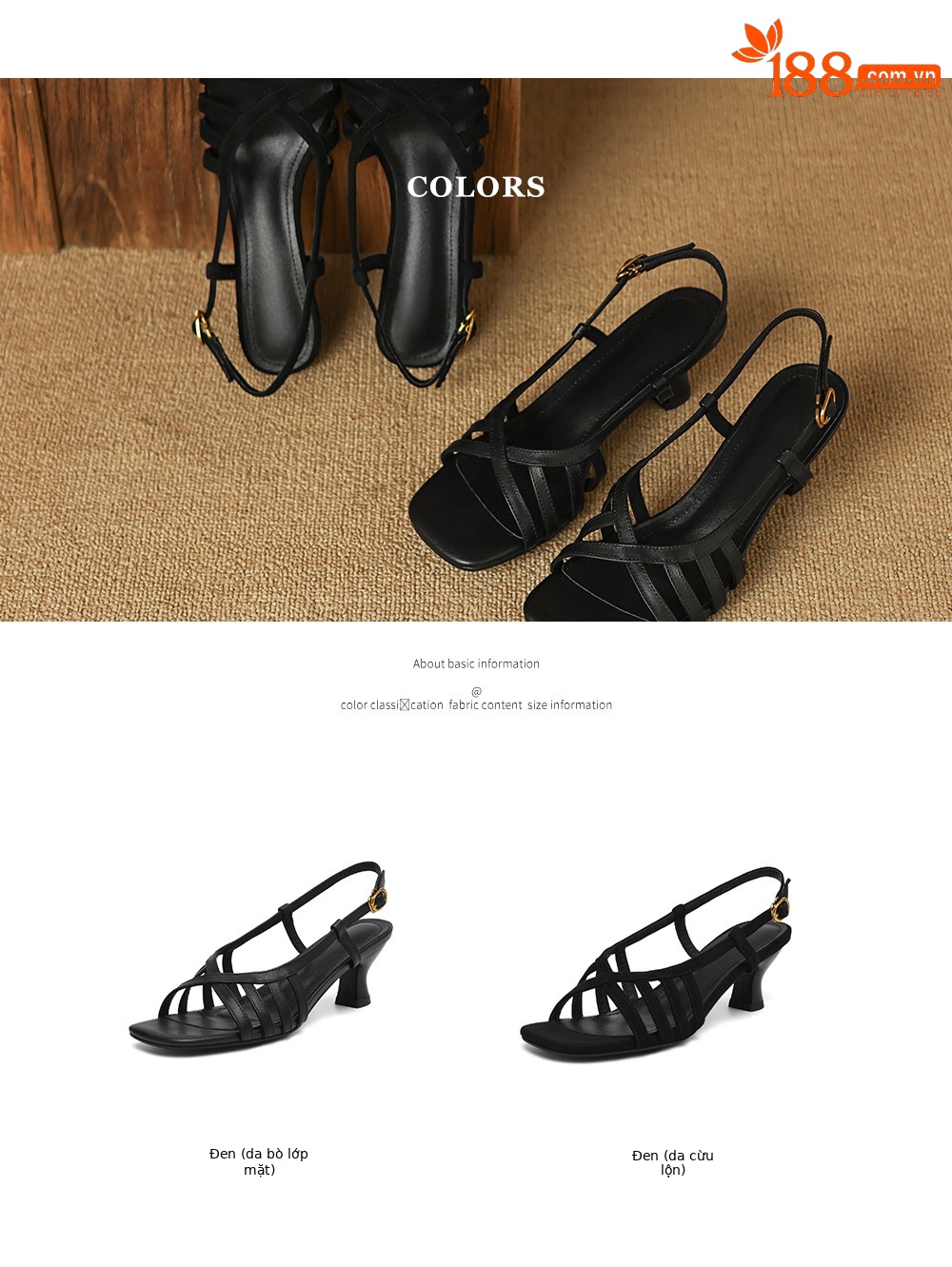 Sandal nữ hở mũi gót dày bện 5.5cm kiểu La Mã — da cừu đen chi tiết 5