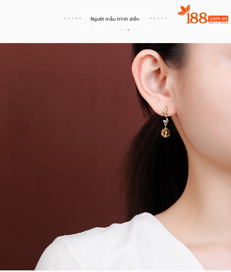 Bông tai bạc S925 đính đá thạch anh tím hình tháp pha lê tròn hạt koi — Kiểu thạch anh tím chi tiết 5