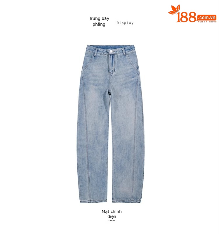 Quần jean nữ ống rộng cạp cao dáng suông mùa hè — Người cao màu xanh nhạt ((khuyến nghị 158 trở lên)) chi tiết 14