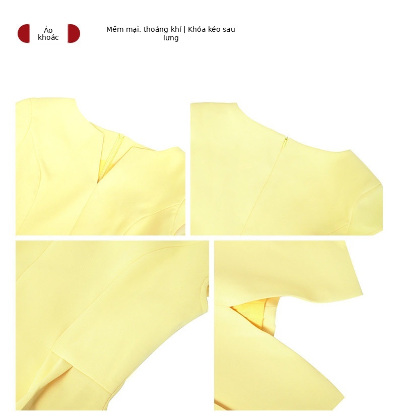 Áo thun nữ cổ V phom ôm nhẹ tay ngắn phong cách Pháp — Trắng hạnh, Vàng nhạt, Đen chi tiết 6