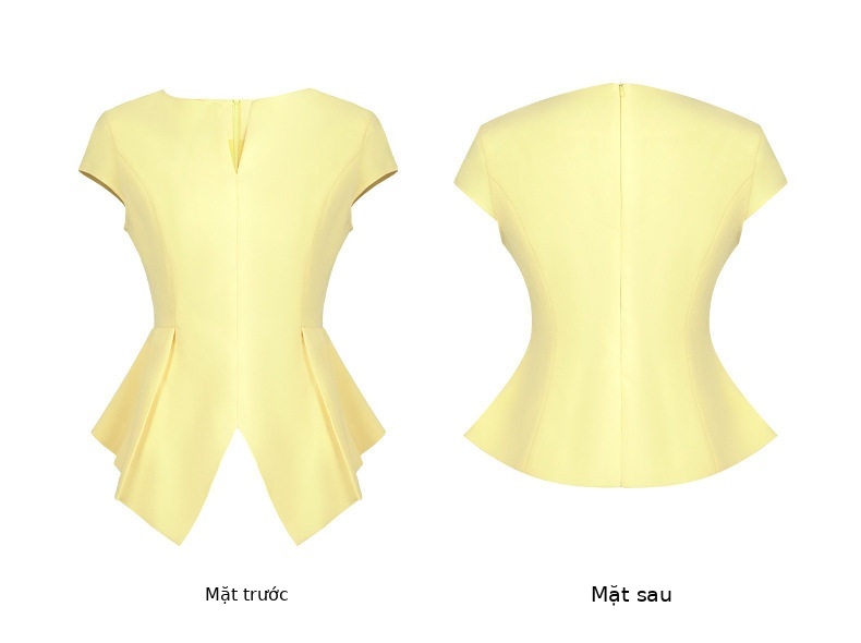 Áo thun nữ cổ V phom ôm nhẹ tay ngắn phong cách Pháp — Trắng hạnh, Vàng nhạt, Đen chi tiết 7