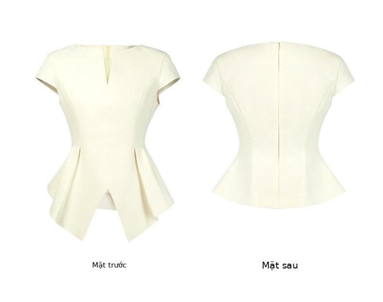 Áo thun nữ cổ V phom ôm nhẹ tay ngắn phong cách Pháp — Trắng hạnh, Vàng nhạt, Đen chi tiết 9