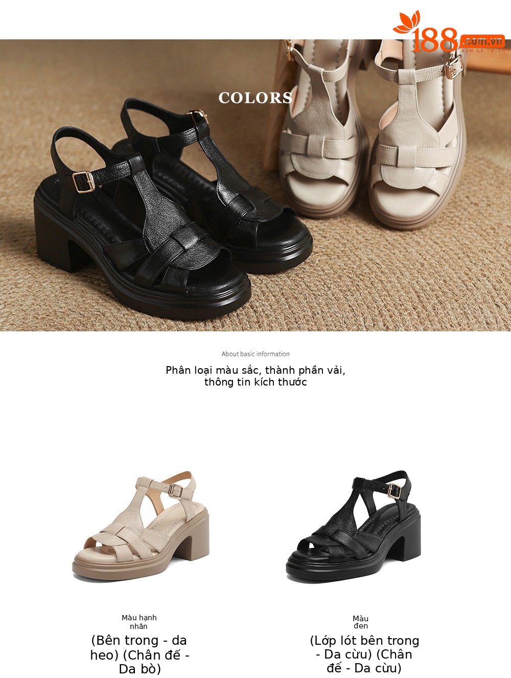 Sandal nữ mũi vuông hở mũi da cừu gót vuông cao 9 cm quai chữ T kiểu La Mã — đen chi tiết 6