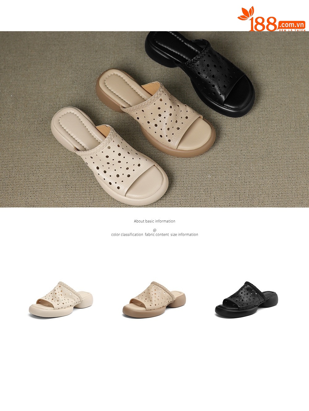 Dép sandal nữ quai chữ V đế dày da cừu mềm đi biển — đen chi tiết 6