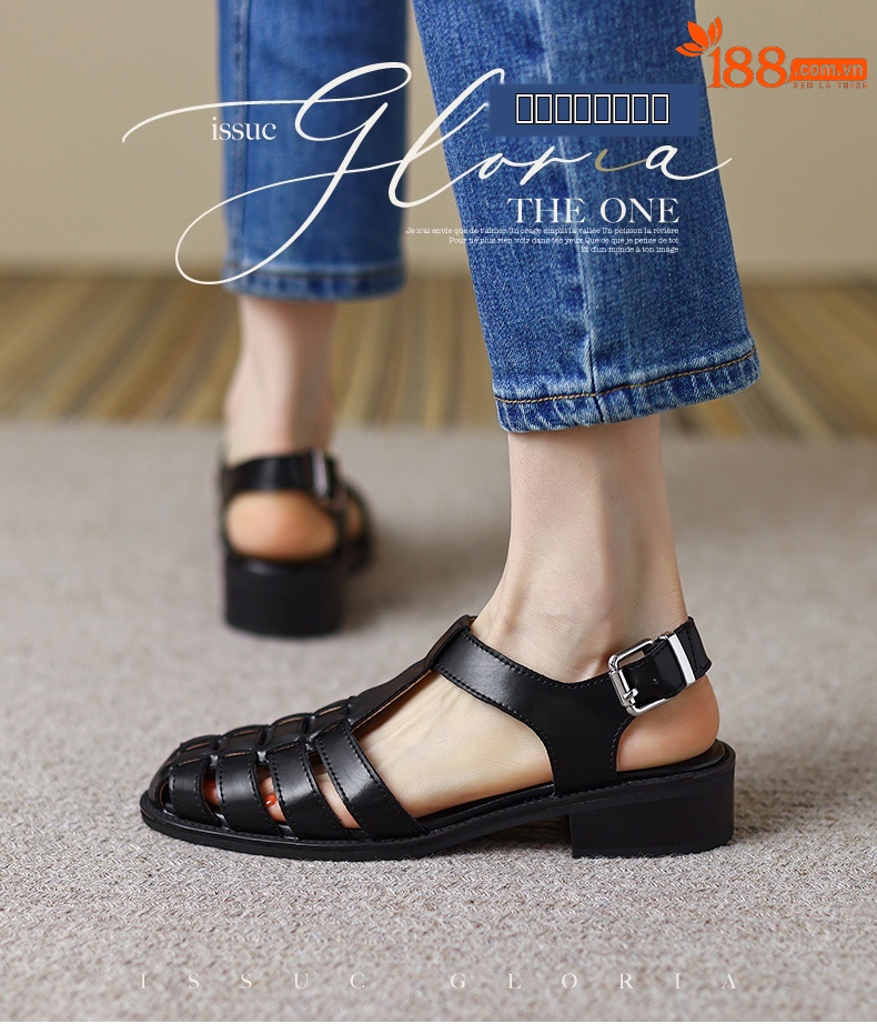 Dép sandal nữ quai chữ T dệt đế mềm phong cách retro — nâu chi tiết 1