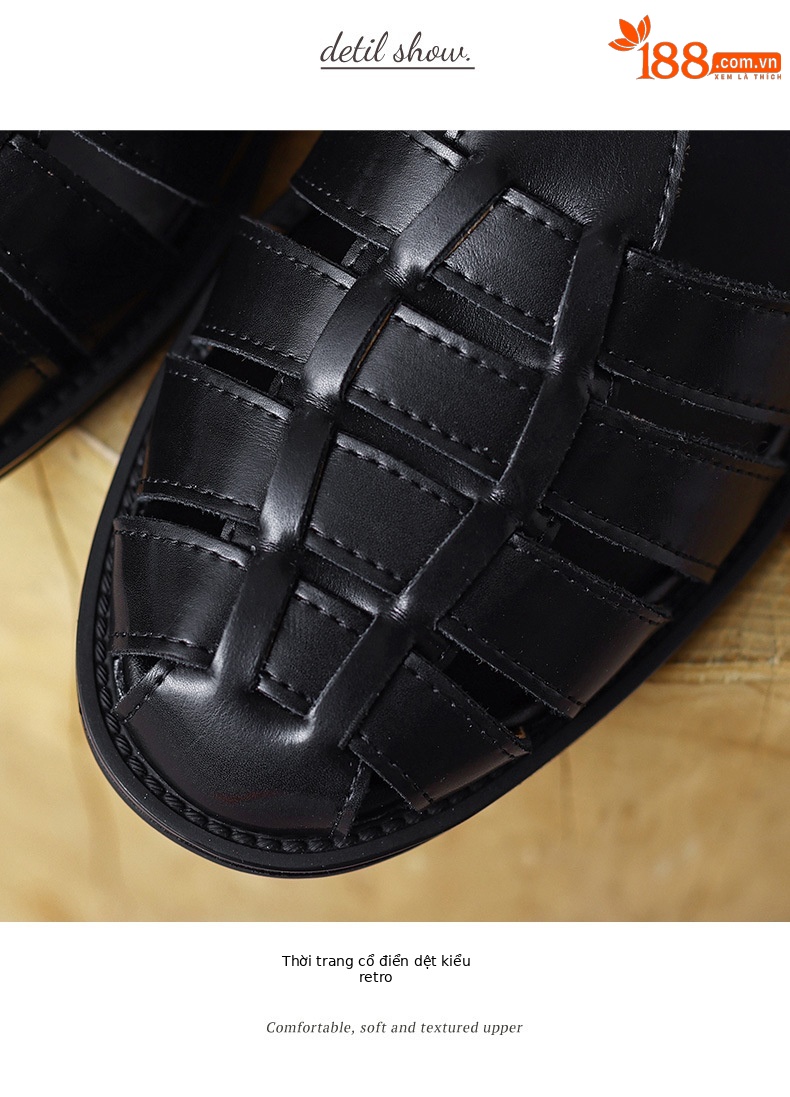 Dép sandal nữ quai chữ T dệt đế mềm phong cách retro — nâu chi tiết 10