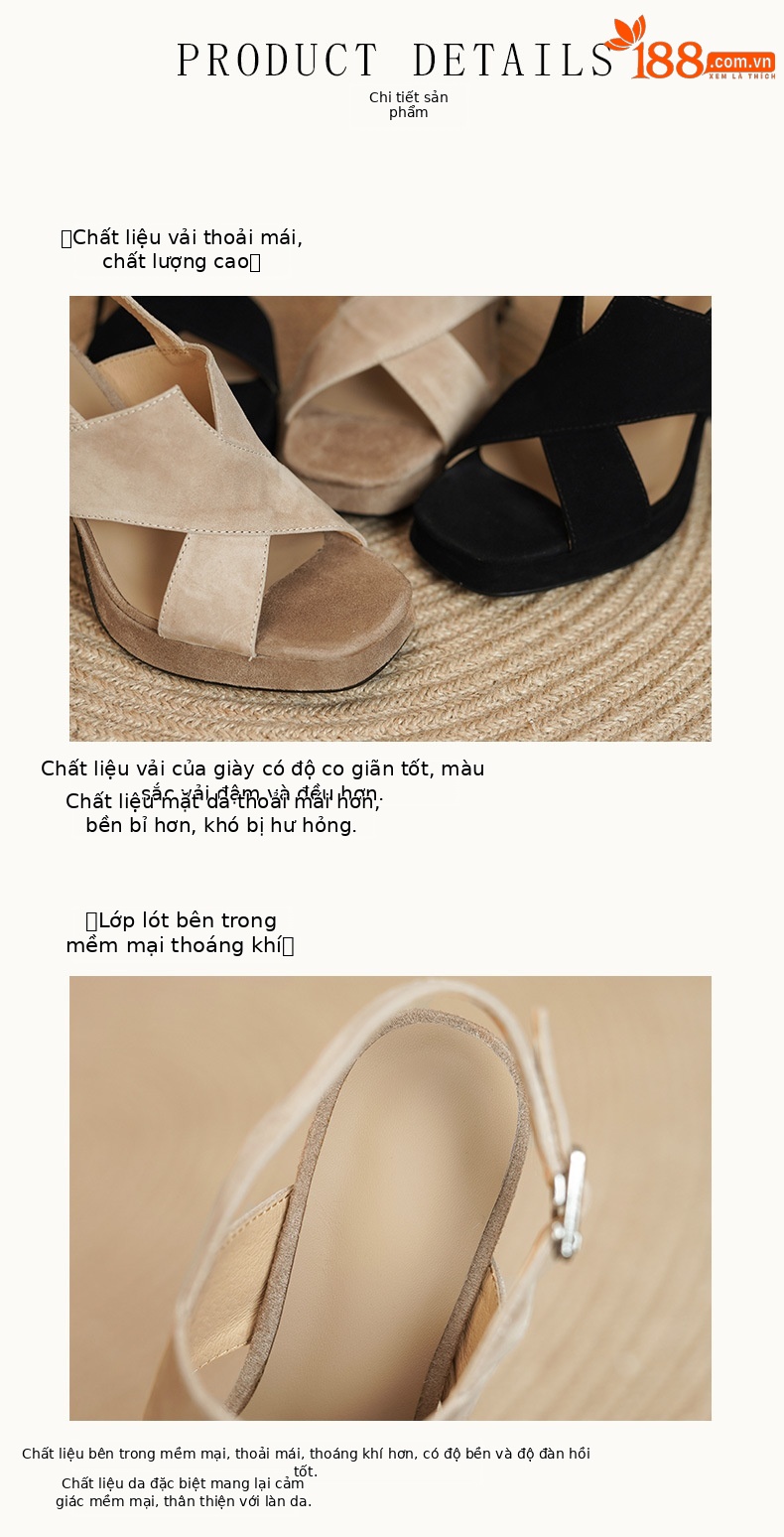 Sandal cao gót nữ hở mũi quai ngang phong cách La Mã, gót 11 cm, da cừu mờ — Màu đen, Màu mơ chi tiết 7