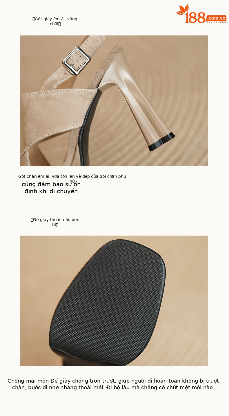 Sandal cao gót nữ hở mũi quai ngang phong cách La Mã, gót 11 cm, da cừu mờ — Màu đen, Màu mơ chi tiết 8