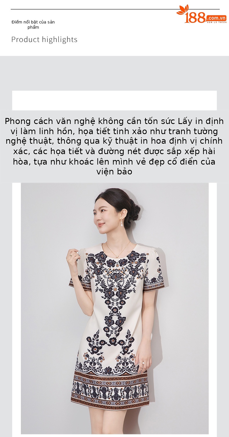 Váy chữ A phong cách Chanel in họa tiết định vị cao cấp, tôn dáng, mùa hè — Màu đen chi tiết 4