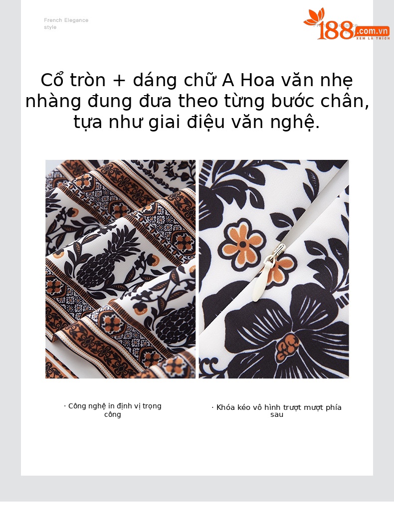 Váy chữ A phong cách Chanel in họa tiết định vị cao cấp, tôn dáng, mùa hè — Màu đen chi tiết 5