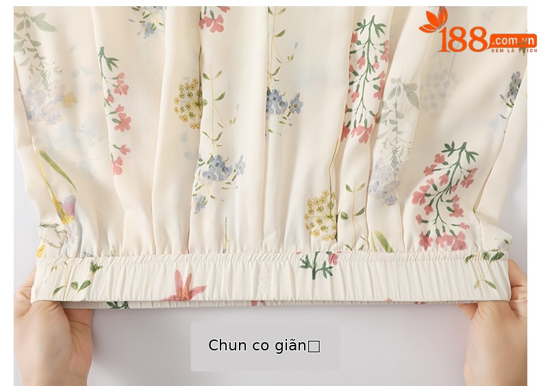 Quần tây nữ cạp cao in họa tiết hoa dâm bụt, dáng ống đứng, thiết kế tạo eo thon — Hoa đen chi tiết 18